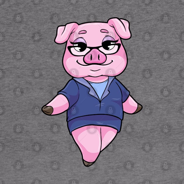 Pig as Secretary with Glasses by Markus Schnabel